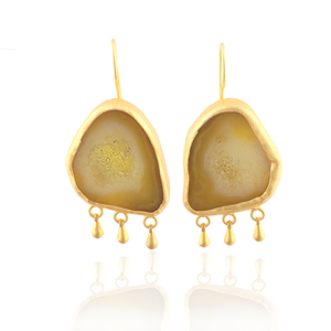 Mới nhất thiết kế mạ vàng tự nhiên geode Agate druzy nhỏ chuông quyến rũ hạt chải Matte kết thúc cho đám cưới hoặc quà tặng - Product Image 2