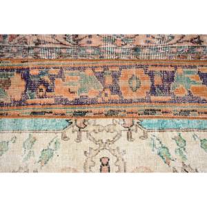 Alfombra de lana turca Vintage de 2,2x3,7 pies, naranja y Beige, patrón de retazos de tejido plano para decoración para sala de estar, 4m de ancho con respaldo de látex - Product Image 5