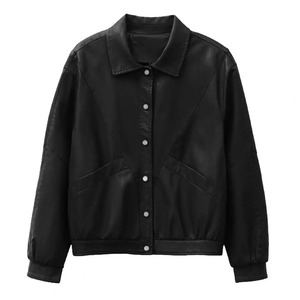 Veste de moto en cuir véritable à usage durable, manteau rétro, surface lisse, col rabattu, homme élégant, bureau, imperméable - Product Image 6