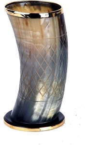 2025 recién llegado personalizado tallado a mano vikingo beber cuerno vidrio agua búfalo tazas Base de madera respetuoso con el medio ambiente regalo bebidas Decoración - Product Image 5