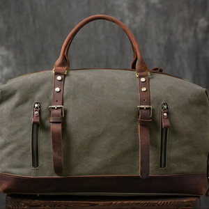 Fourre-tout LCTB-0012 durable en cuir toile sac polochon de voyage polyvalent Weekender nuit Gym affaires fourre-tout transparent caractéristique - Product Image 1