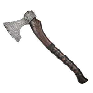 Wholesale Customized High Quality OEM ODM Service Professional Damascus Survival Hand Forged Damascus Steel Axe Wooden <b>Handle</b> - Product Image 1