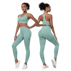 Ensemble de vêtements de sport pour femmes personnalisés, nouveau design, style uni, motif solide, leggings de fitness taille haute, ensembles de soutien-gorge en TISSU INTELLIGENT - Product Image 2