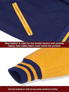 Chaqueta de béisbol de talla grande para hombre, transpirable, personalizada, de cuero Real, chaqueta para hombre, chaqueta de béisbol universitaria para hombre, envío DDP - Product Image 6