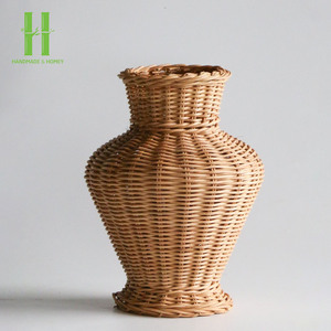 High Quality Handmade Eco-Friendly Natural Rattan Wedding Vase Decorative Flower Holder for Modern Boho <b>Rustic</b> Home Decor - Product Image 3