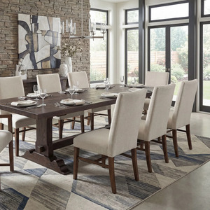Chaise de salle à manger rembourrée moderne avec pieds en bois massif, chaise latérale en tissu pour restaurant, hôtel, maison, salle à manger - Product Image 5