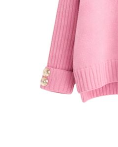 Ensemble pull en tricot rose bébé et pantalon large pour femme, col montant, confortable, vêtements de détente d'hiver, fabricant personnalisé OEM - Product Image 6