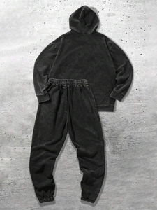 <b>women's</b> <b>Black</b> Washed Tracksuits Set Pullover Hoodie and Jogger <b>Pants</b> 2 Piece Set Streetwear Outfit hoodie sweatpants Jogger Sets - Product Image 6