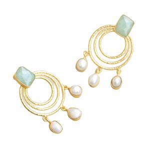 Aretes de Aro de Latón al por Mayor, Perla Natural, Joyería de Piedras Preciosas Auténticas, Latón Chapado en Rodio, Hipoalergénico, Uso Seguro, Premium B2B - Product Image 3