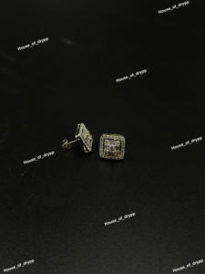 Pendientes de tuerca cuadrados de moissanita con halo, de plata 925, con incrustaciones de lujo, estilo pavé, hip hop, unisex, regalo para hombres y mujeres, para fiestas - Product Image 4