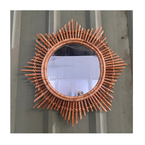 100% Miroir en rotin fabriqué à la main, petit miroir en rotin pour des appartements confortables avec un style bohème et une chaleur fabriqués au Vietnam - Product Image 1