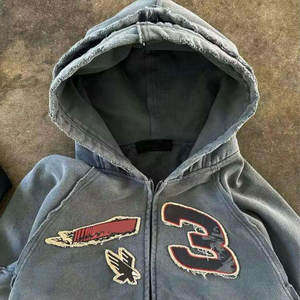 Sweat à capuche pour homme avec logo personnalisé, vêtements d'hiver, broderie délavée au soleil, molleton français délavé, respirant, poche, pull-over 100% coton - Product Image 5