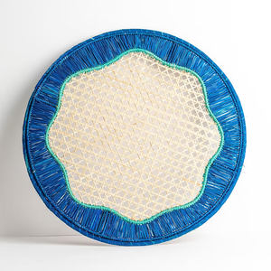 Best Selling 2025 Floral Scalloped <b>Rattan</b> <b>Placemat</b> and Charger Plates From Vietnam Factory for Dining Table Set of Mats & Pads - Product Image 3