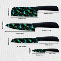 Couteau de Chef Tendance à Succès – Ensemble de 4 Pièces Forgées avec Revêtement Céramique, Manche en Plastique Ambidextre, Compatible Lave-Vaisselle, Lames Durables Multi-Tailles