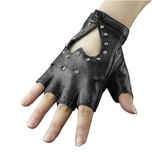 Low MOQ Customizable Leather <b>Fingerless</b> Fashion <b>Gloves</b> for Cycling-Plain Style Windproof Unisex - Product Image 1