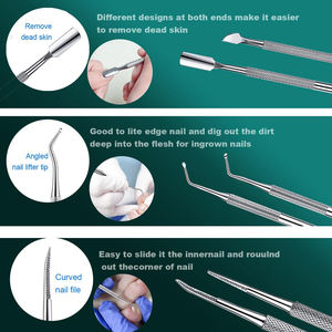 6 Pcs Manual Podiatry Tool Kit Surgical Stainless Steel Toenail <b>File</b> and Curettes for Ingrown Toenail Removal - Product Image 3