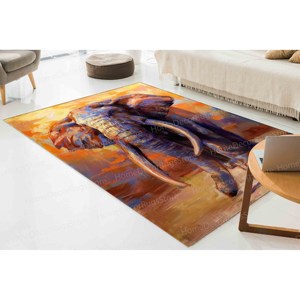 Alfombra Estampada con Pintura Abstracta de Elefante, Decoración de Interiores, Diseño Animal en 3D, Alfombra Delgada No Tejida - Product Image 3