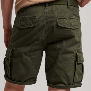 Pantalones cortos de carga elásticos de sarga informales para hombre, pantalones cortos largos por debajo de la rodilla hechos a medida con cintura elástica cómoda, patrón sólido - Product Image 3