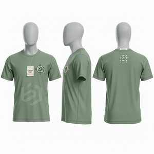 เสื้อยืดคอกลมแขนสั้นสีน้ำตาลแดงสำหรับผู้ชายพิมพ์ลายเรขาคณิตทรงปกติผ้าฝ้ายเสื้อเจอร์ซีย์ลำลอง - Product Image 2