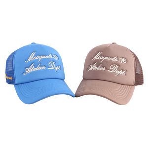 Casquette de camionneur en maille à bord pré-incurvé 5 panneaux personnalisée OEM Casquette de baseball classique réglable en mousse avec logo brodé en 3D - Product Image 4