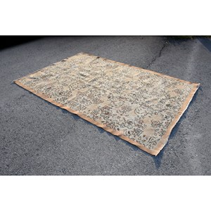 Vintage Classic Floral <b>Wool</b> Rug Beige <b>Brown</b> Patchwork Design Handmade Rectangle Plush Carpet New 5'8\" X 8'9\" Size Latex - Product Image 2