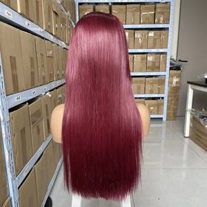 99J Perruque Droite Os Bourgogne 13X4 SDD <span class=keywords><strong>Cheveux</strong></span> Vietnamiens Suisse Avant de Lacet Perruque Rouge Coloré Perruques de <span class=keywords><strong>Cheveux</strong></span> Humains pour les Femmes Noires - Product Image 2