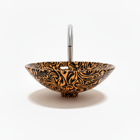 Lavabo de Sobremesa Redondo de Metal con Patrón Sin Costuras, 38 cm, Lavabo Moderno para Baño, Venta Directa de Fábrica