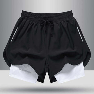2025 nouveau personnalisé doublé Double couche poches survêtement sport entraînement entraînement 2 en 1 hommes Shorts de sport pour hommes - Product Image 6