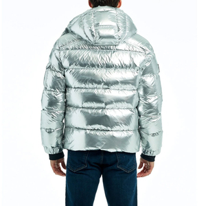 Shiny Metallic Waterproof Down Puffer Jacket For Men's Winter Streetwear Wholesale Thick Style Trending Design Men Puffer Jacket - Product Image 3