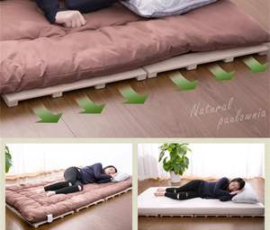 Thoáng khí 4 gấp khung giường, Tatami Cắm trại Có sẵn, chống ẩm, vững chắc và bền Nệm gỗ - Product Image 2