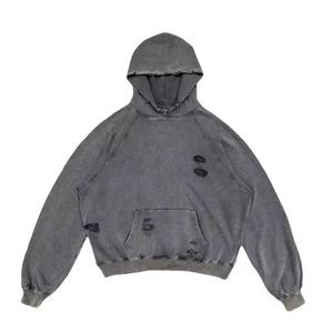 Nouveauté, prix de gros, sweats à capuche pour hommes en denim délavé, style streetwear, sweats à capuche en denim délavé pour hommes, service OEM - Product Image 1