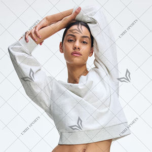 Sudadera de manga larga para mujer, ropa deportiva informal holgada con cuello con capucha y hombros descubiertos, diseño de linterna de punto para invierno - Product Image 3