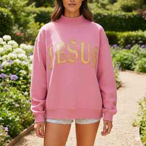 Hombro caído poliéster/algodón al por mayor alto cuello simulado sudadera de gran tamaño diseño personalizado mujer sudadera - Product Image 1