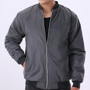 Blouson aviateur gris anthracite pour homme, finition mate minimaliste, fermeture éclair intégrale, léger, décontracté, vêtement d'extérieur tendance, style urbain - Product Image 3
