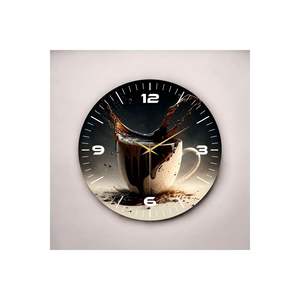 Silent <b>50cm</b> Wooden Table <b>Wall</b> <b>Clock</b> with Realistic Coffee Color Print Cup Pattern Gift for Home or Office - Product Image 4