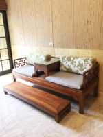 Ensemble de canapé-lit modulable Arhat 3 pièces en bois de teck indonésien légal, exquis, durable et écoresponsable, pour salon