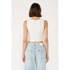 Top Informal de Manga Corta con Cuello Redondo, Tejido Elástico de Malla, Viscosa/Poliéster, con Logotipo Frontal - Product Image 5