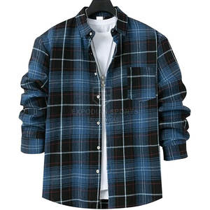 Chemises en flanelle d'hiver pour hommes 100% coton Couleur unie Décontracté Respirant Écologique Manches longues Haute qualité Coupe classique - Product Image 1