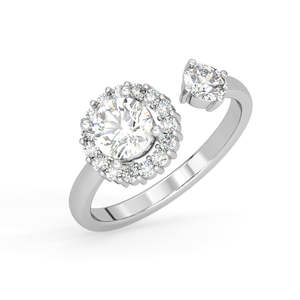 Bague pour femme en argent sterling 925 pur de qualité supérieure, incrustation de diamant taille ovale, plaqué rhodium, option cadeau pour homme - Product Image 1