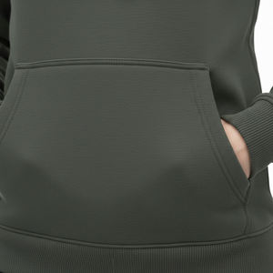 Sweat à capuche noir ébène uni pour femme, coupe ajustée, qualité supérieure, en molleton, style streetwear, coton haute densité - Product Image 5