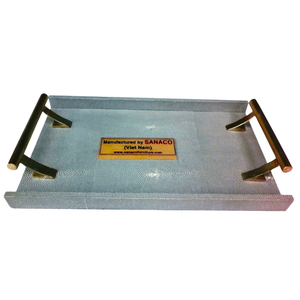 ถาดเสิร์ฟทรงสี่เหลี่ยมผืนผ้า รุ่น DPC 052 ทำจาก MDF หุ้มกำมะหยี่ลายหนังปลาฉลาม สำหรับตกแต่งบ้าน ใส่อาหาร ชา และกาแฟ - Product Image 5