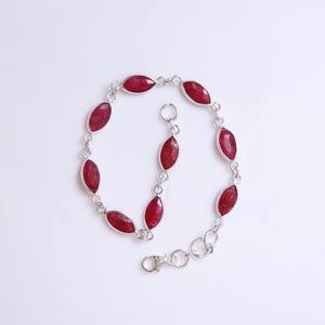 925 <b>Sterling</b> <b>Silver</b> Ruby Gemstone <b>Bracelet</b> Jewelry Handmade <b>Silver</b> Boho Style <b>Bracelet</b> Jewelry For <b>Women</b> Wedding Gift For Wife - Product Image 3