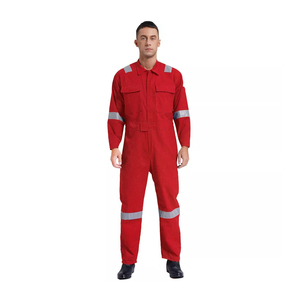 Mono de seguridad de algodón y poliéster para hombre con logotipo personalizado de gran oferta de color rojo, uniforme de trabajo reflectante de alta visibilidad - Product Image 1