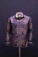 Camisa Casual de Hombre de Lujo Azul Rey a Cuadros con Doble Botonadura, Corte Ajustado, Manga Larga, Tela Premium con Sensación Satinada, 100% Antiarrugas