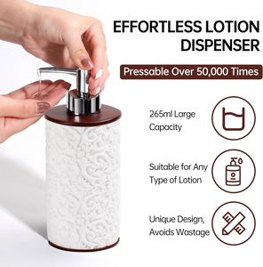 Élégant ensemble d'accessoires de salle de bain 5 pièces en résine fait à la main comprenant un distributeur de savon à motif floral et un porte-brosse à dents pour un usage domestique - Product Image 2