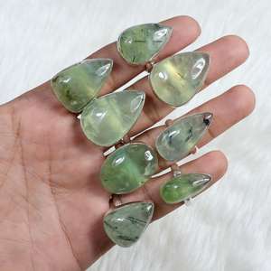 Anillo de piedras preciosas de Prehnita Chapado en plata hecho a mano para mujer, joyería informal de aniversario de boda, ajuste de bisel de piedra principal de perla directo - Product Image 1