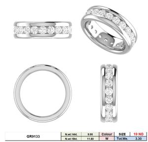 Men's White Gold <b>Rhodium</b> Plated <b>Ring</b> with Eternity Channel Set Lab-Grown Diamond Classic Stylish Elegant - Product Image 2