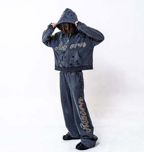 Sudadera con Capucha Extra Grande de 400 GSM para Hombre, Corte Cuadrado, Lavado Ácido, Transpirable, de Algodón Jersey, Colores Personalizados - Product Image 1