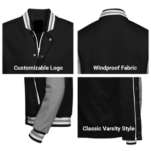 แจ็กเก็ตหนังคอปกตั้งได้สำหรับผู้ชายปรับแต่งได้สไตล์สตรีทพร้อมโลโก้แพทช์ออกแบบด้วยเลตเทอร์แมน - Product Image 4