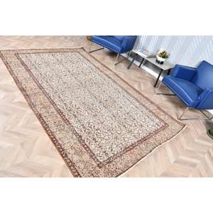 Tapis turc 5,7 x 8,9 pieds, grand tapis vintage, tapis en laine à bordures brunes - Product Image 3